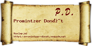 Promintzer Donát névjegykártya